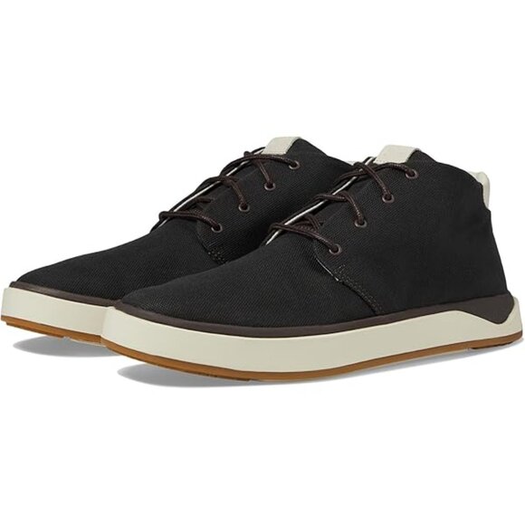OluKai Men\'s Papakū Waxed Canvas Chukka Boots Dark Wood Black, Size 9 (New) main image 6